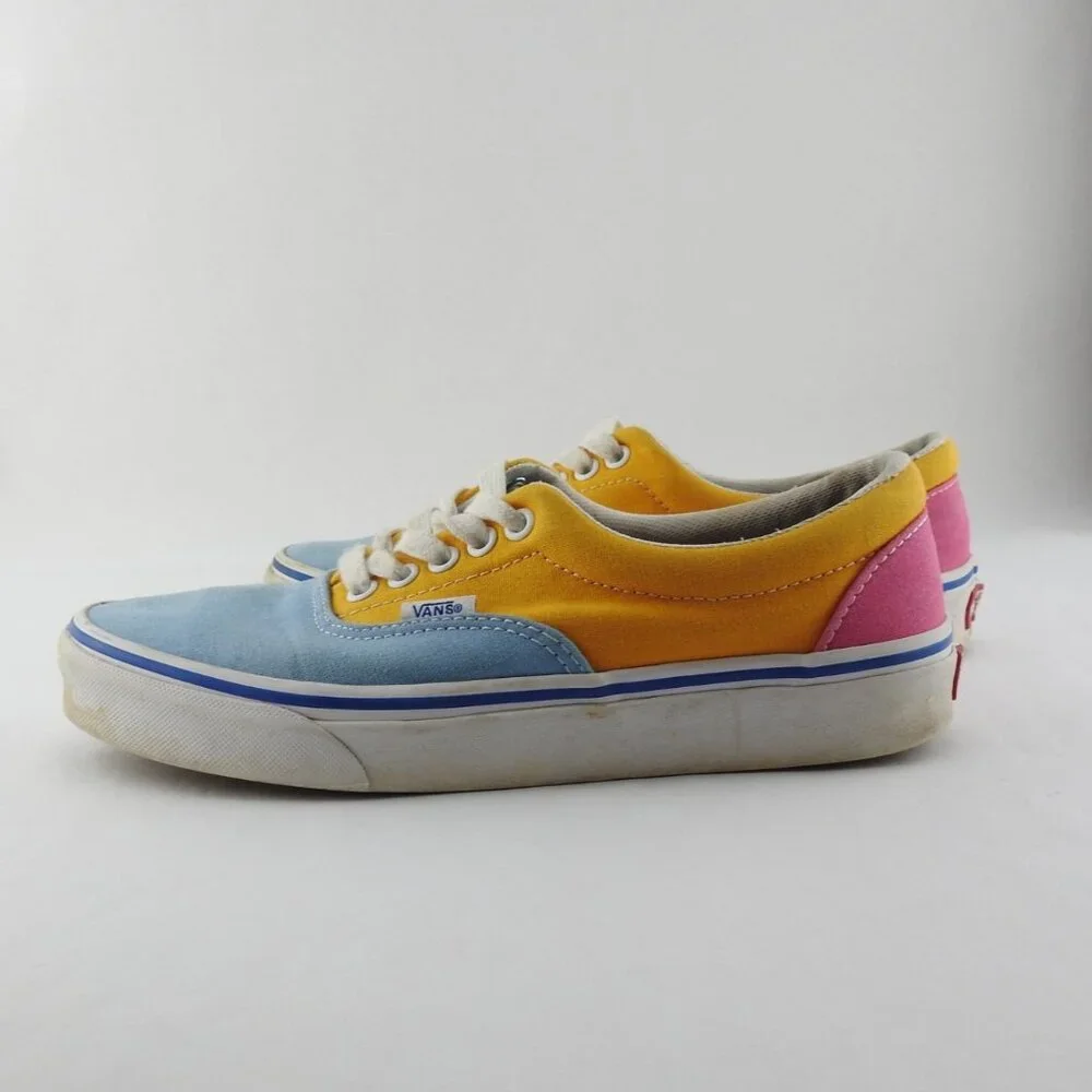 VANS  721356 Old School Shoes Sneakers Womens 8 Mens 6.5 Colorblock Canvas Blue - Picture 4 of 9